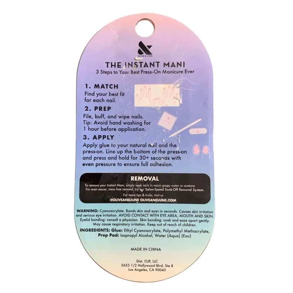 Olive & June Instant Mani Press-On Nails Square Medium Slam Dunk Turquoise NWT - Picture 6 of 6